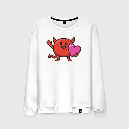 Мужской свитшот Дьяволёнок с сердцем / Белый – фото 1