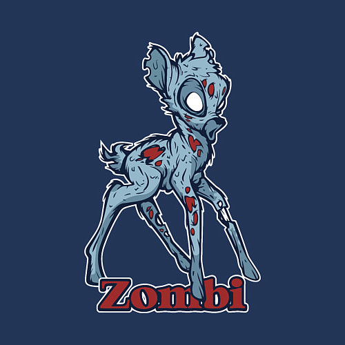 Мужской свитшот Оленёнок зомби / Тёмно-синий – фото 3