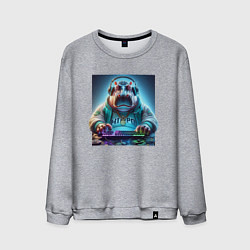 Свитшот хлопковый мужской Hippo - esports player, цвет: меланж