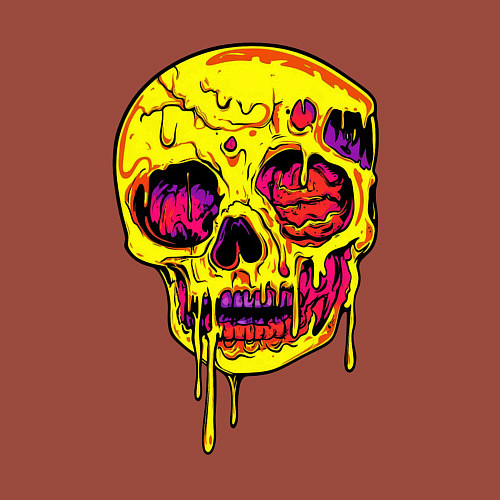 Мужской свитшот Желтый растекшийся череп / Кирпичный – фото 3