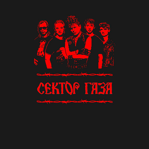 Мужской свитшот Пиксельный портрет группы Сектор газа / Черный – фото 3