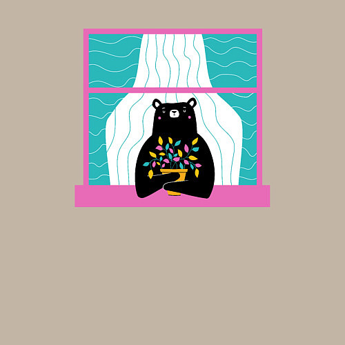 Мужской свитшот Мишка в окошке / Миндальный – фото 3