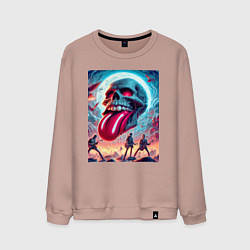 Свитшот хлопковый мужской Rolling Stones - skull transformation, цвет: пыльно-розовый