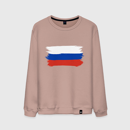 Мужской свитшот Флаг россии нарисованный / Пыльно-розовый – фото 1