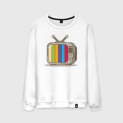 Свитшот хлопковый мужской Retro television, цвет: белый
