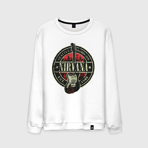 Мужской свитшот Нирвана гранж / Белый – фото 1