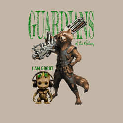 Свитшот хлопковый мужской Малыш грут и енот ракета из стражи галактики, цвет: миндальный — фото 2