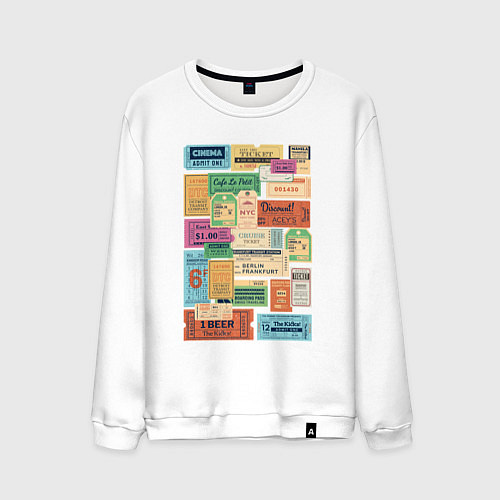 Мужской свитшот Ретро билеты марки / Белый – фото 1