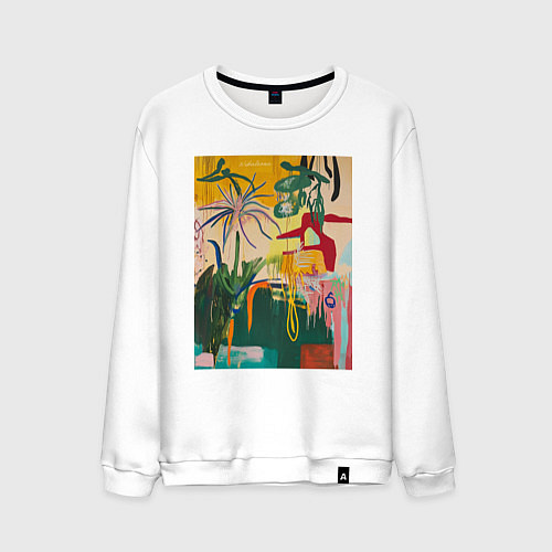 Мужской свитшот Тропическая цветочная абстракция / Белый – фото 1