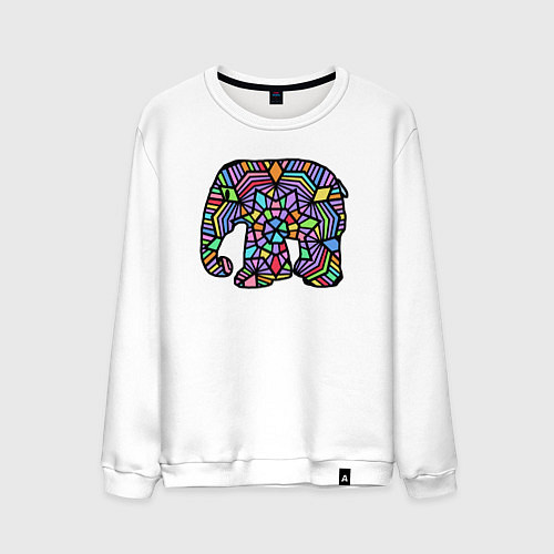 Мужской свитшот Цветной слоник / Белый – фото 1