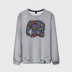Свитшот хлопковый мужской Цветной слоник, цвет: меланж