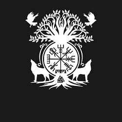 Свитшот хлопковый мужской Мистические спутники воина с символикой вегвизир, цвет: черный — фото 2