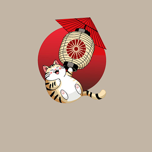 Мужской свитшот Летящий кот на фонарике / Миндальный – фото 3