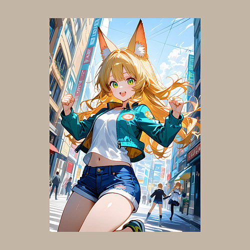 Мужской свитшот Позитивная лисичка поднимающая настроение / Миндальный – фото 3