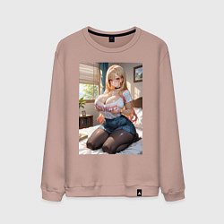 Мужской свитшот Марин Китагава позирует на кровати