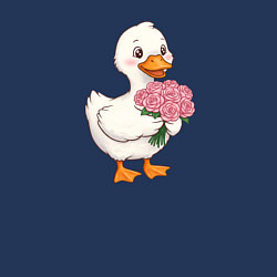 Свитшот хлопковый мужской Милая уточка с букетом роз, цвет: тёмно-синий — фото 2