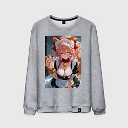 Свитшот хлопковый мужской Фейт Тамамо в костюме горничной с мягкими лапами, цвет: меланж