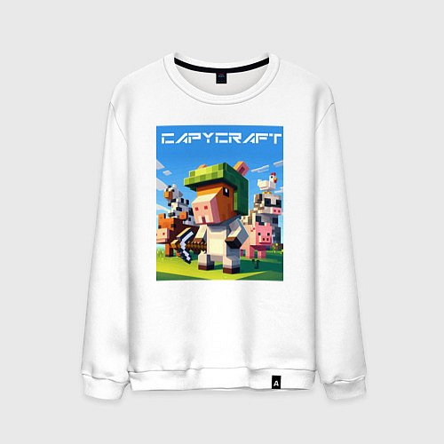 Мужской свитшот Capycraft - collaboration ai art / Белый – фото 1
