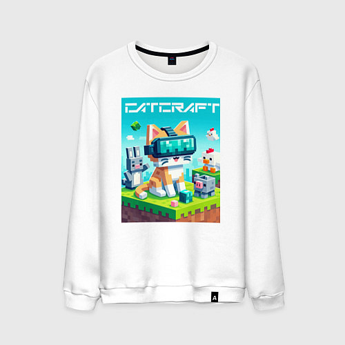 Мужской свитшот Catcraft - collaboration ai art / Белый – фото 1