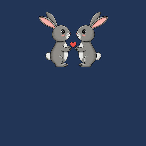 Мужской свитшот Влюбленные зайчики с сердечком / Тёмно-синий – фото 3