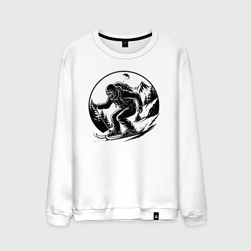 Мужской свитшот Зомби лыжник / Белый – фото 1