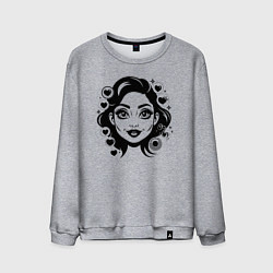 Свитшот хлопковый мужской Девушка с макияжем, цвет: меланж
