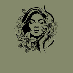 Свитшот хлопковый мужской Лицо девушки в цветах, цвет: авокадо — фото 2