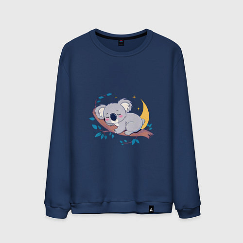 Мужской свитшот Сон коалы на ветке / Тёмно-синий – фото 1