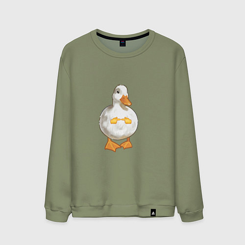 Мужской свитшот Милая смущенная уточка гусь мем / Авокадо – фото 1