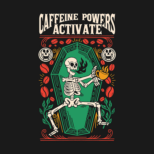 Мужской свитшот Caffeine powers activate / Черный – фото 3