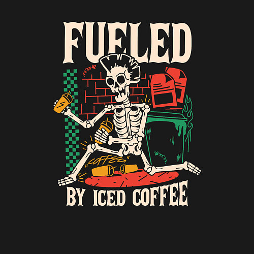 Мужской свитшот Fueled by iced coffee / Черный – фото 3