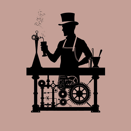 Мужской свитшот Бармен стимпанк / Пыльно-розовый – фото 3