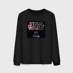 Свитшот хлопковый мужской Звёздные войны надпись вейдер, цвет: черный