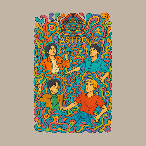 Мужской свитшот Astro психоделика / Миндальный – фото 3