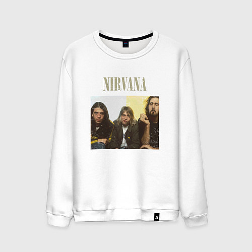 Мужской свитшот Nirvana band foto / Белый – фото 1