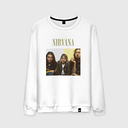 Свитшот хлопковый мужской Nirvana band foto, цвет: белый