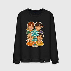 Свитшот хлопковый мужской Astro в виде стикеров, цвет: черный