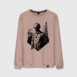 Свитшот хлопковый мужской Промышленный труд нефтяника, цвет: пыльно-розовый