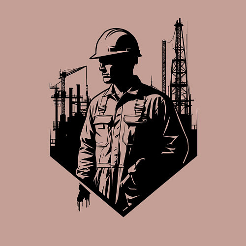 Мужской свитшот Промышленный труд нефтяника / Пыльно-розовый – фото 3