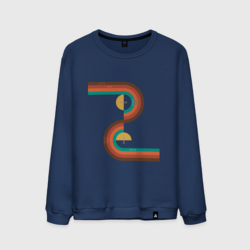 Мужской свитшот Винтажный грув маршрут / Тёмно-синий – фото 1