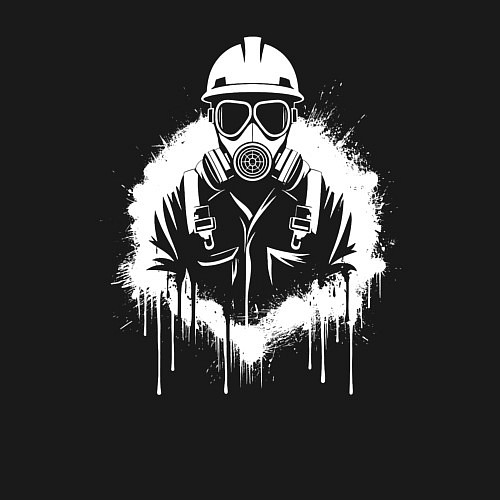 Мужской свитшот Нефтяник в белой краской / Черный – фото 3