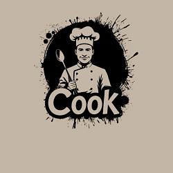 Свитшот хлопковый мужской Шеф-повар с ложкой черной краской, цвет: миндальный — фото 2