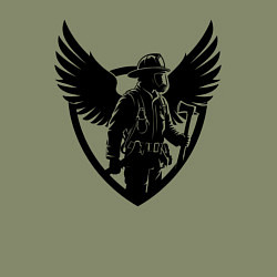 Свитшот хлопковый мужской Огненный страж с крыльями, цвет: авокадо — фото 2