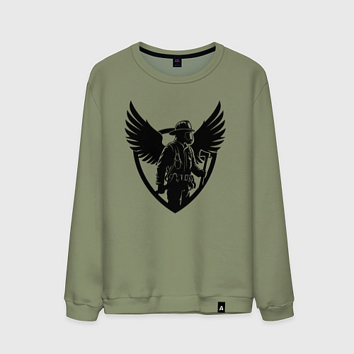 Мужской свитшот Огненный страж с крыльями / Авокадо – фото 1