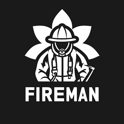 Мужской свитшот Пожарный в защитном шлеме / Черный – фото 3