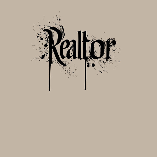 Мужской свитшот Реэлтор черной краской / Миндальный – фото 3