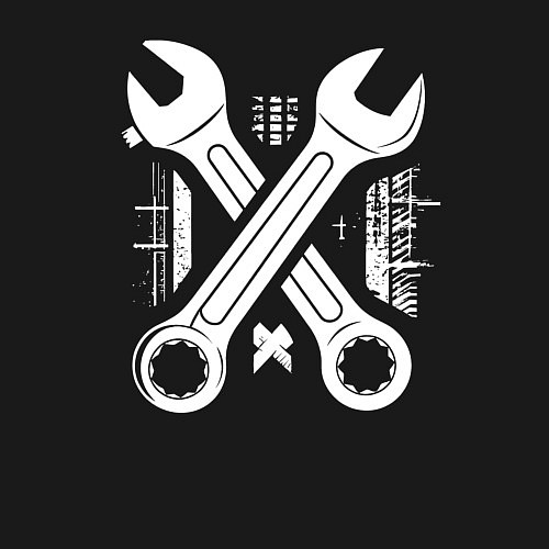 Мужской свитшот Белые рожковые ключи / Черный – фото 3