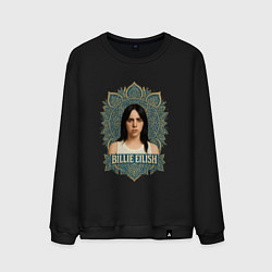 Свитшот хлопковый мужской Билли Айлиш мандала, цвет: черный