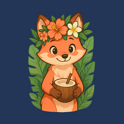 Свитшот хлопковый мужской Тропическая лисичка, цвет: тёмно-синий — фото 2