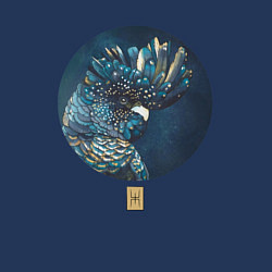 Свитшот хлопковый мужской Попугай акварельный в круге, цвет: тёмно-синий — фото 2